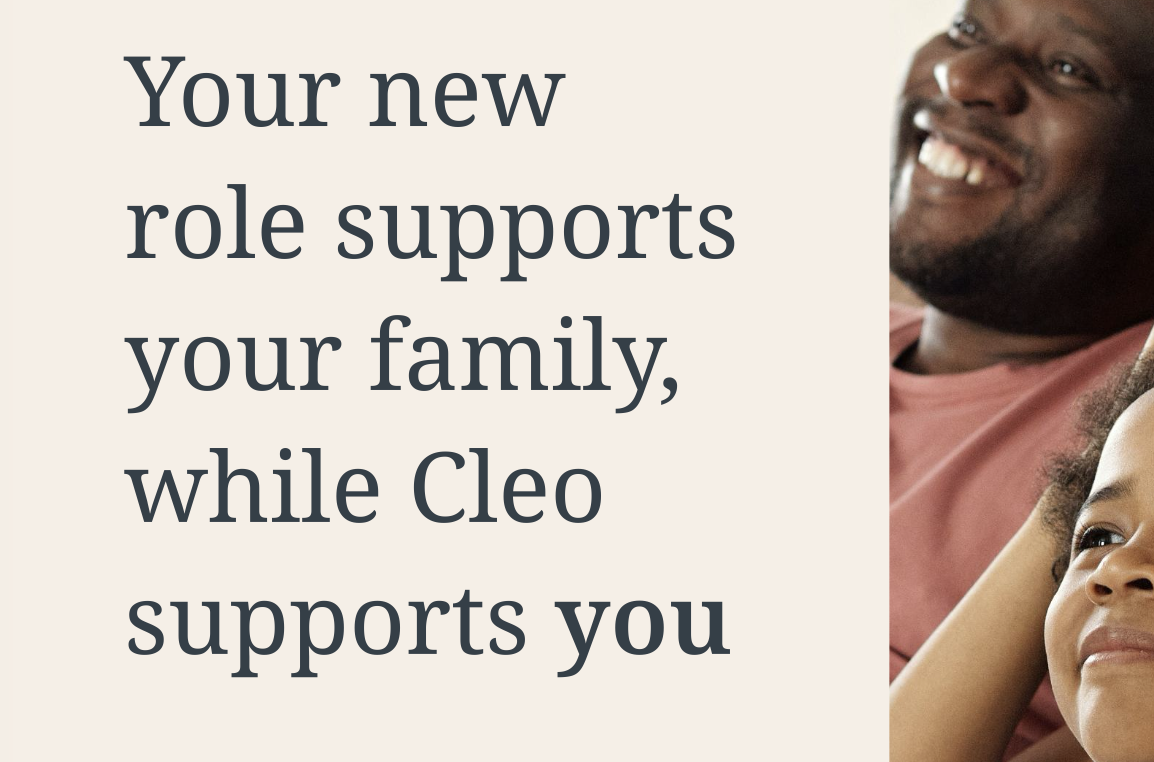 Screenshot of Cleo launch postcard